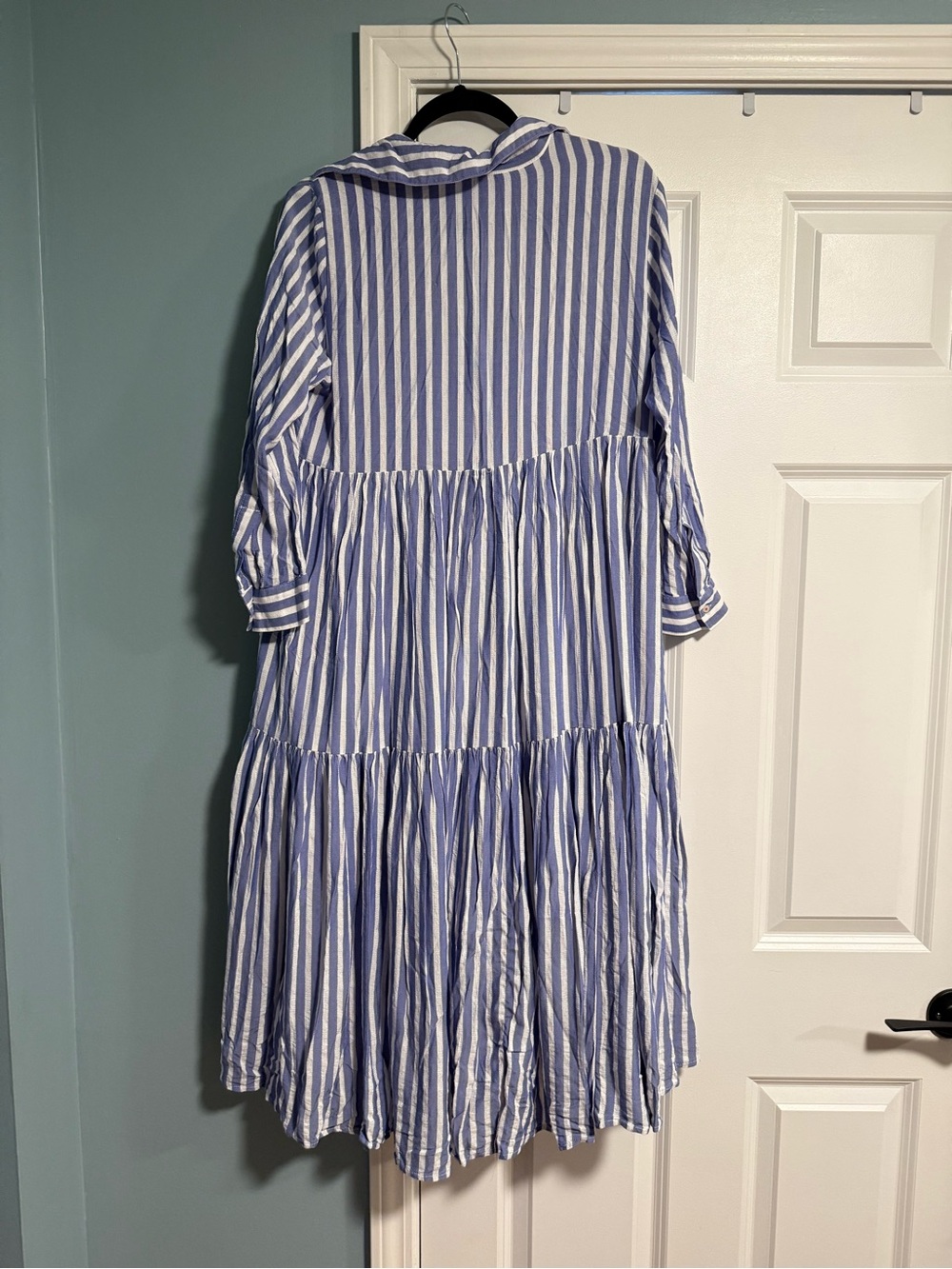 Vineyard Vines Blue and White Striped Tiered Midi Dress - Picture 3 of 4